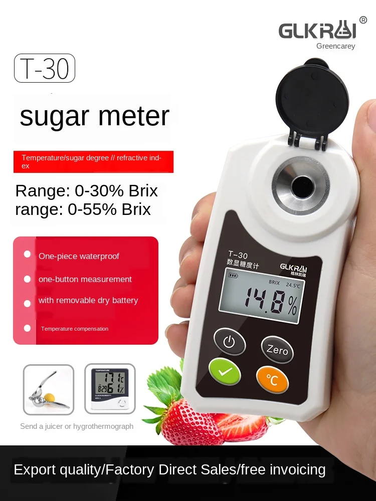 Portable Fruit Brix Meter Sweetness Tester High-precision Sugar Tester Sugar Detection Instrument Digital Display Refractometer
Portable Fruit Brix Meter Sweetness Tester High-precision Sugar Tester Sugar Detection Instrument Digital Display Refractometer