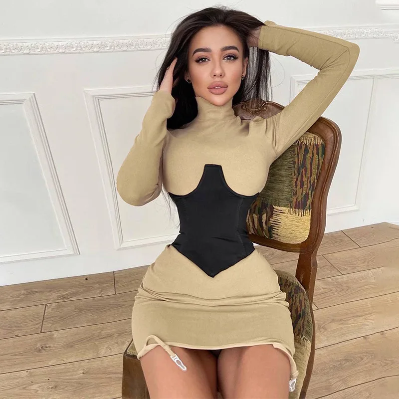 2021 Autumn New Bandage Satin Dress Women Sexy Turtleneck Corset Dress 2 Piece Set Slim Bodycon Party Nightclub Outfits
2021 Autumn New Bandage Satin Dress Women Sexy Turtleneck Corset Dress 2 Piece Set Slim Bodycon Party Nightclub Outfits