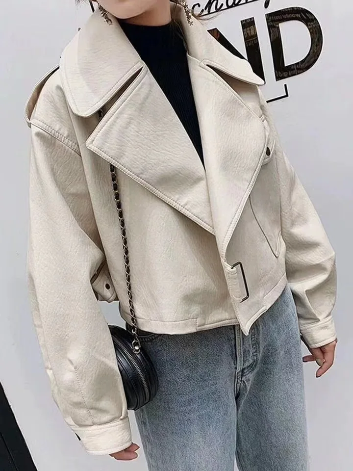 New Autumn Women Faux Leather Jacket Pu Motorcycle Biker Red Coat Turndown Collar Loose Streetwear Black Punk Outerwear 
New Autumn Women Faux Leather Jacket Pu Motorcycle Biker Red Coat Turndown Collar Loose Streetwear Black Punk Outerwear