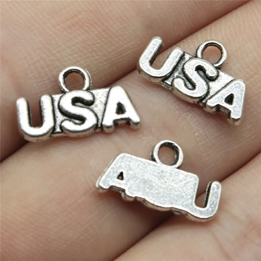 Newest 20Pcs 15*19mm Antique Silver Color Letter USA Charms For DIY Jewelry Making Fashion Necklace Pendant Accessories Gifts
Newest 20Pcs 15*19mm Antique Silver Color Letter USA Charms For DIY Jewelry Making Fashion Necklace Pendant Accessories Gifts