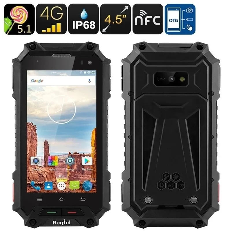 Rugtel X10 смартфон IP68 Водонепроницаемый 2 ГБ 16 4 5 "4G LTE MTK6735 четырехъядерный Android 1 3050