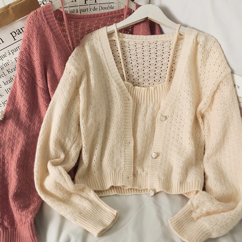 2 Pieces Set Warm Soft Sweater Cardigans Women 2021 Winter And Autumn Hollow Out Single-row Long-sleeved Knitted Top
2 Pieces Set Warm Soft Sweater Cardigans Women 2021 Winter And Autumn Hollow Out Single-row Long-sleeved Knitted Top