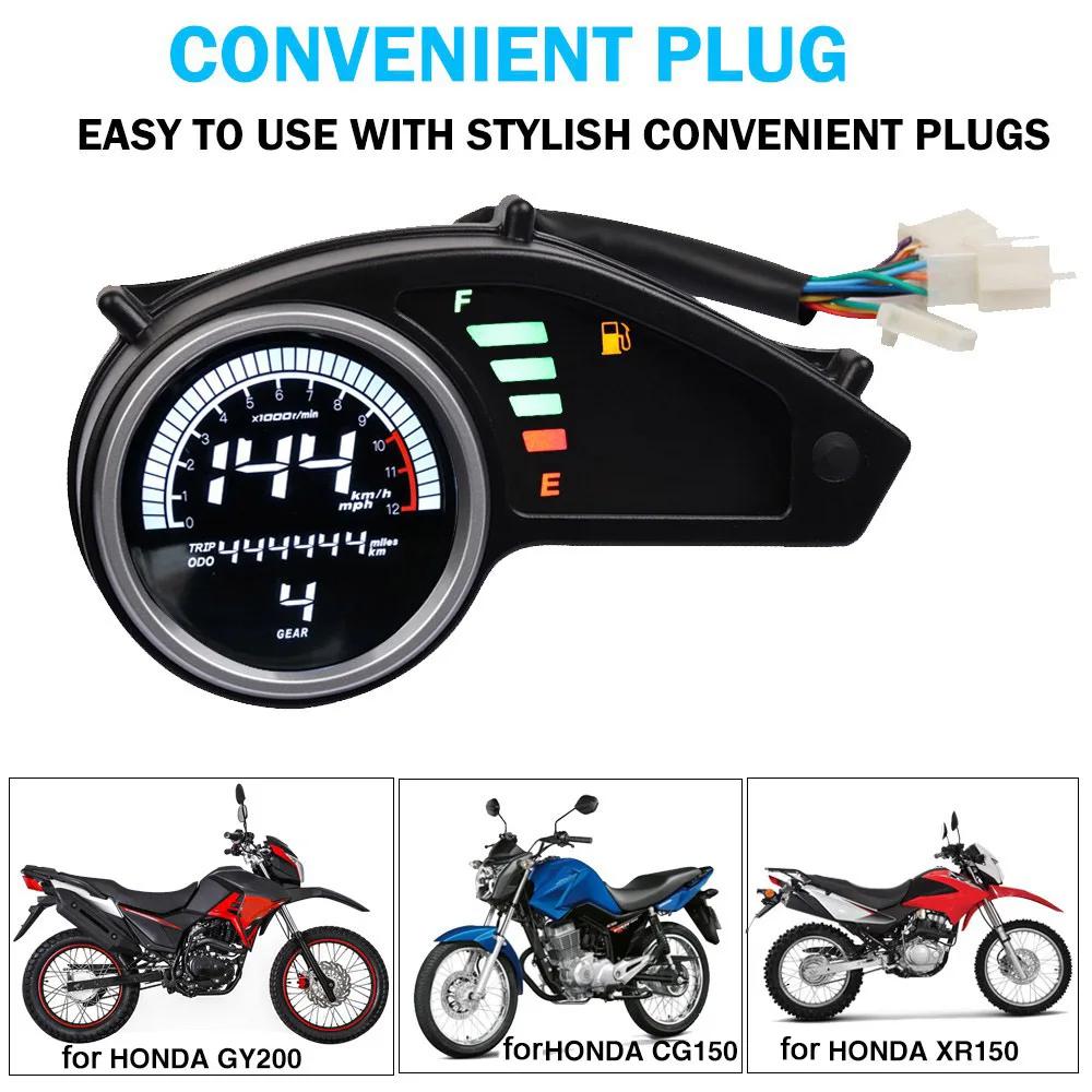 Motorcycle Speedometer LED Digital Odometer Motorbike Tachometer for Honda Offroad XR150 XR-150L XL150 CG150 GY200
Motorcycle Speedometer LED Digital Odometer Motorbike Tachometer for Honda Offroad XR150 XR-150L XL150 CG150 GY200