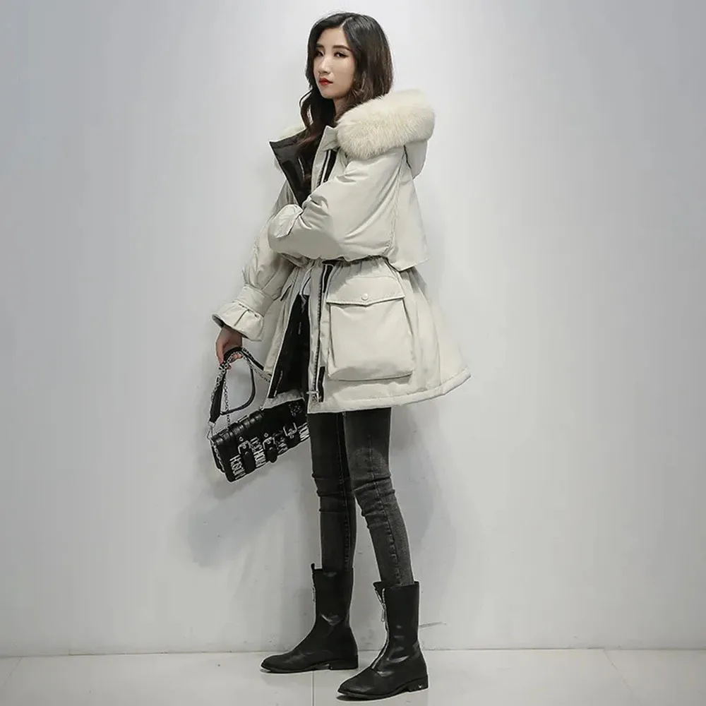 Women's Mid-length Parkas Korean Version Plus Cotton Women's Loose And Thick Large Fur Collar Cotton Coat Snow Warm Outerwear
Women's Mid-length Parkas Korean Version Plus Cotton Women's Loose And Thick Large Fur Collar Cotton Coat Snow Warm Outerwear