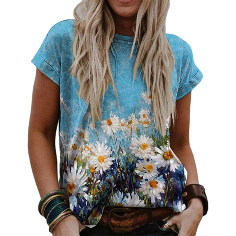 2021 Women Flower Landscape Print Round Neck Short-Sleeve T-shirt Tops for Women Graphic Tee Women T-shirts Summer Plus Size
2021 Women Flower Landscape Print Round Neck Short-Sleeve T-shirt Tops for Women Graphic Tee Women T-shirts Summer Plus Size