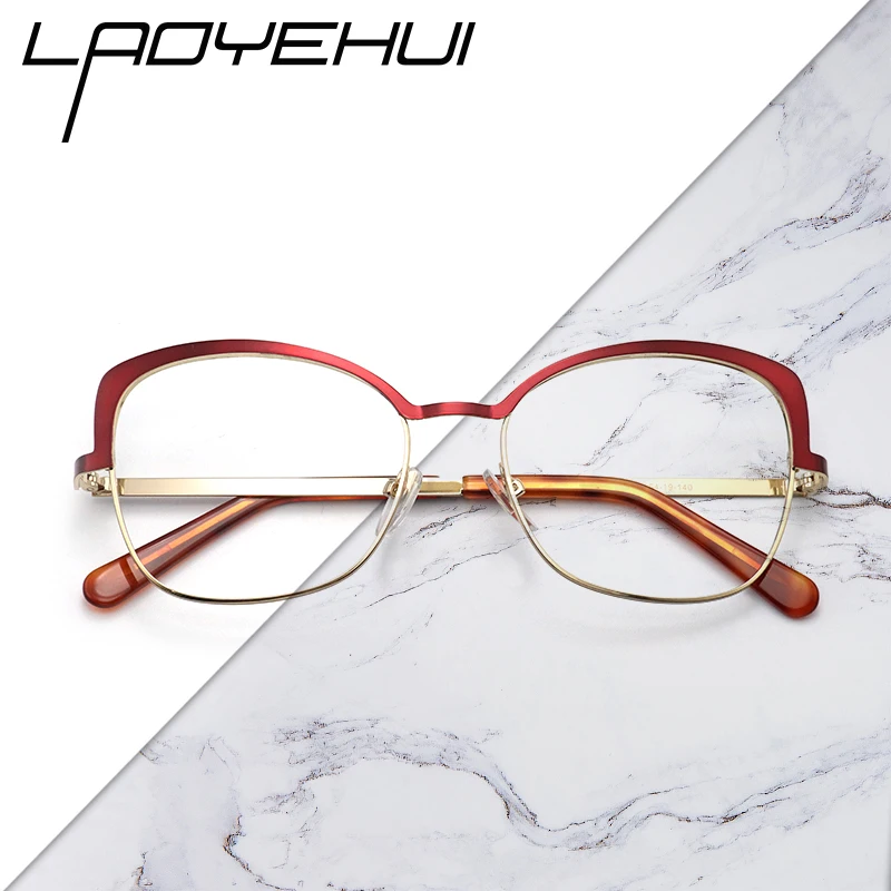 

square oval cat eye metal prescription eyeglasses frames customizable fashion decorative clear fake glasses diopters women