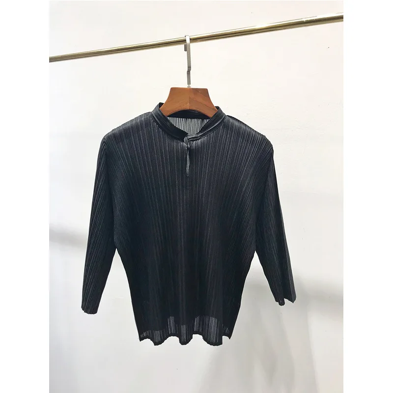TVVOVVIN Simple New Stand Collar Casual High Elasticity T-shirt Summer Vintage Multicolor All-match Pleated Tops PFRD
TVVOVVIN Simple New Stand Collar Casual High Elasticity T-shirt Summer Vintage Multicolor All-match Pleated Tops PFRD
