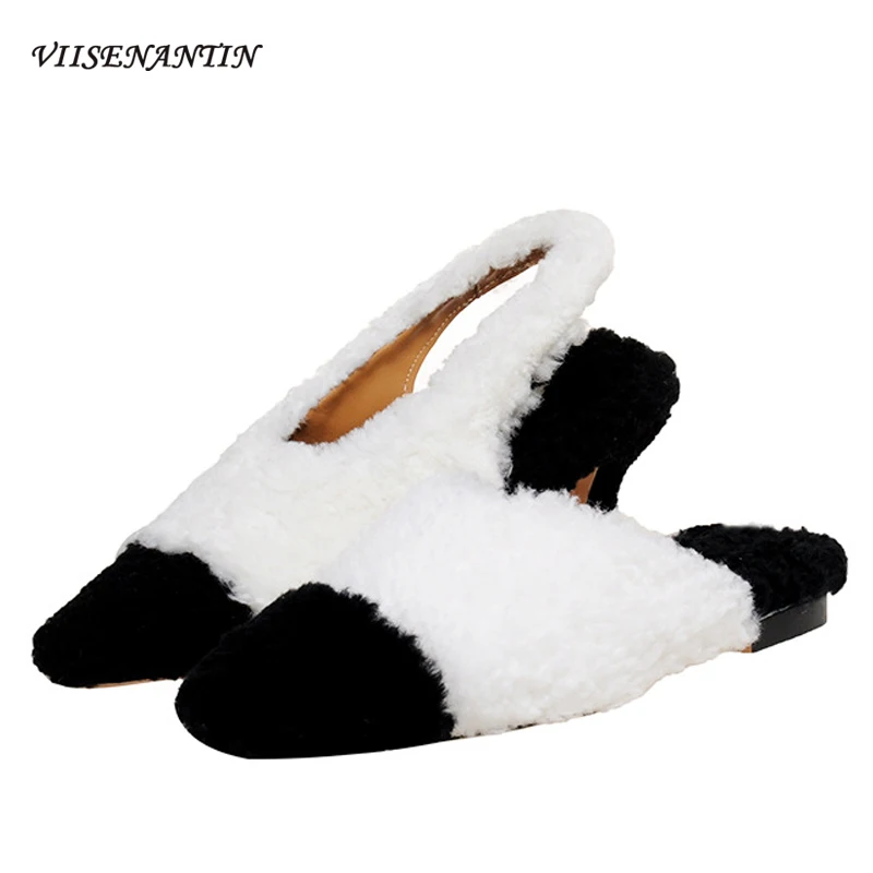 Новые стильные модные меховые тапочки, женские черные, белые универсальные уличные мюли на плоской подошве, сказочные женские полутапочки 
Новые стильные модные меховые тапочки, женские черные, белые универсальные уличные мюли на плоской подошве, сказочные женские полутапочки