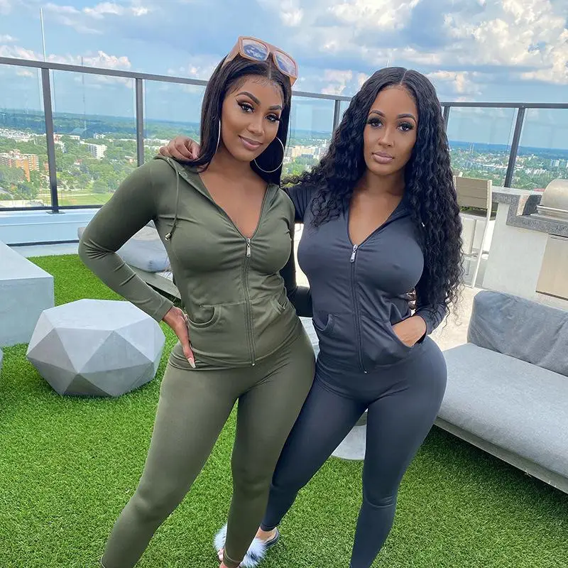 Two Piece Set Women Pant Suits Sweatshirt Long Sleeve Hooded Zipper Pocket Sporty E-Girl Jackets Sets Workout Stretchy Outfits 
Two Piece Set Women Pant Suits Sweatshirt Long Sleeve Hooded Zipper Pocket Sporty E-Girl Jackets Sets Workout Stretchy Outfits