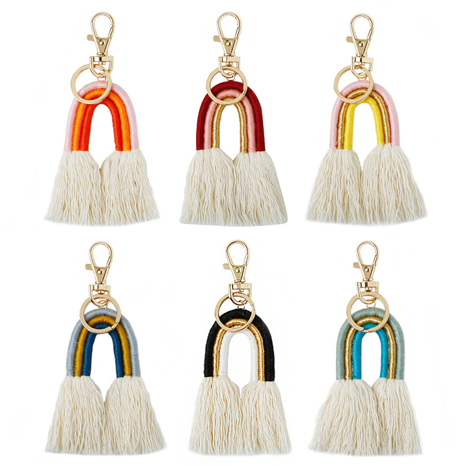 Bohemian Cotton Rainbow Tassel Keychain Ladies Bag Pendant Gold Color Keyring For Women Girls Key Jewelry Accessories 14cm,1PC
Bohemian Cotton Rainbow Tassel Keychain Ladies Bag Pendant Gold Color Keyring For Women Girls Key Jewelry Accessories 14cm,1PC