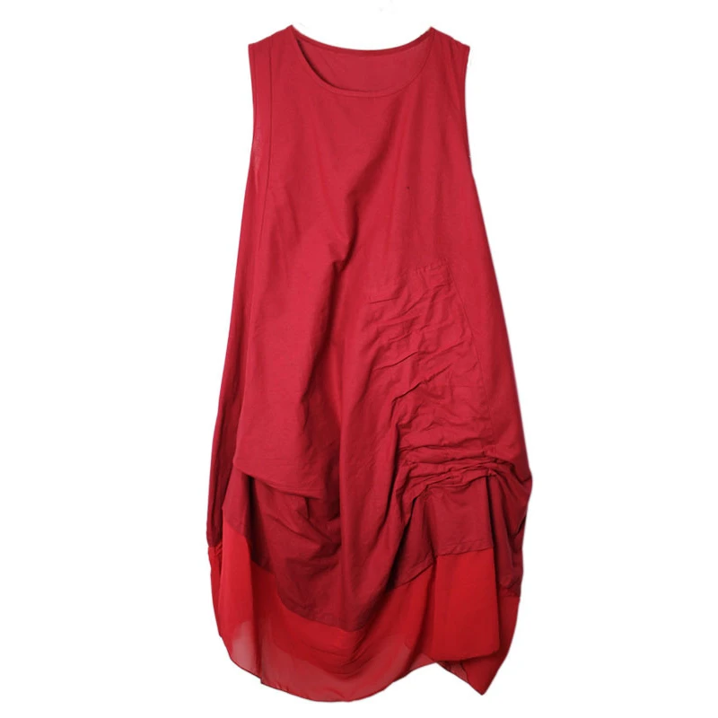 CHICEVER Patchwork Ruched Dress For Women O Neck Sleeveless Vest Asymmetric Hem Casual Dresses Female 2020 Summer New Style Tide 
CHICEVER Patchwork Ruched Dress For Women O Neck Sleeveless Vest Asymmetric Hem Casual Dresses Female 2020 Summer New Style Tide