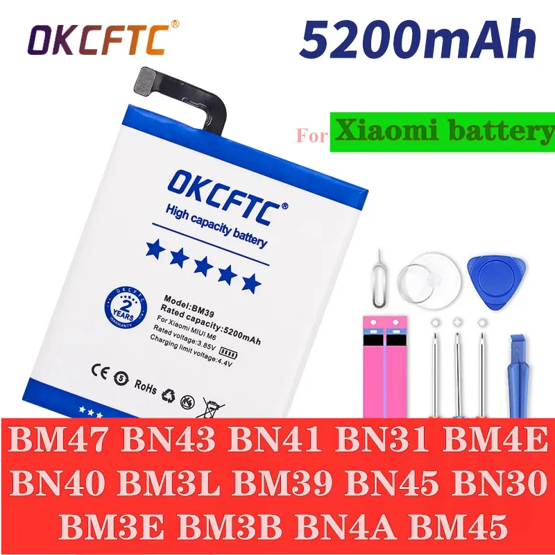 Original Battery BN43 BN41 BN31 BM4E BN40 BM3L BM39 BN48 BN30 BM3E BM3B BN4A BM45 For Xiaomi Replacment Bateria
Original Battery BN43 BN41 BN31 BM4E BN40 BM3L BM39 BN48 BN30 BM3E BM3B BN4A BM45 For Xiaomi Replacment Bateria