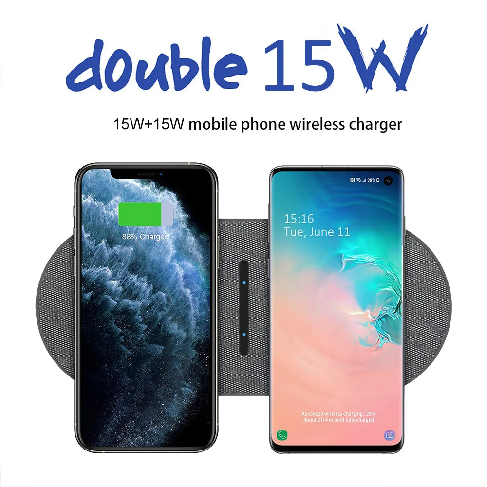 30W Qi Wireless Charger For iPhone 13 12 11 XR XS X 8 Airpods Pro Samsung S21 S20 Huawei Mate 40 pro Dual 15W Fast Charging Pad | Мобильные