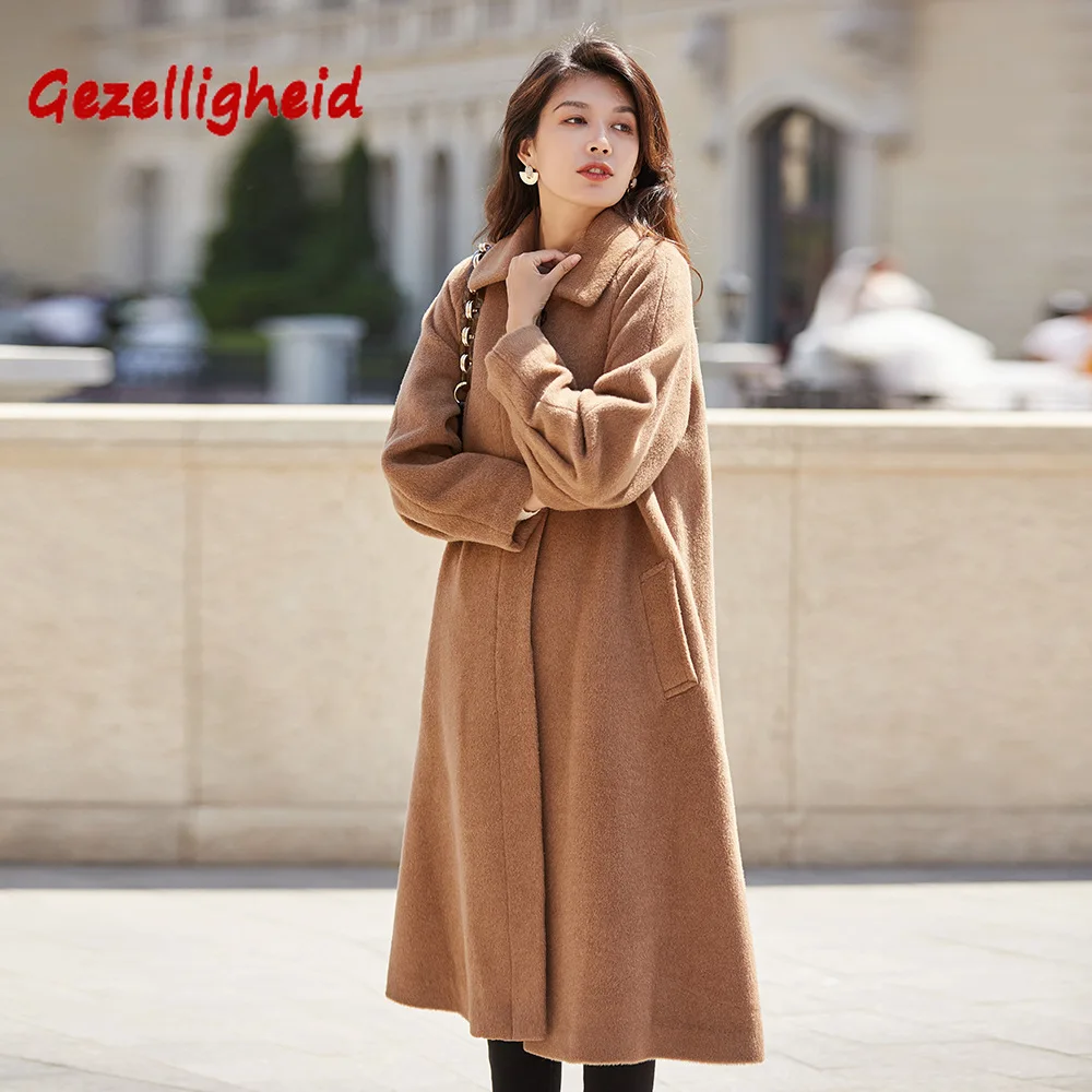 Gezelligheid 2021 Autumn/winter New Silk Llama Wool Cocoon Loose Warm Long Camel Color Alpaca Wool Coat For Women
Gezelligheid 2021 Autumn/winter New Silk Llama Wool Cocoon Loose Warm Long Camel Color Alpaca Wool Coat For Women