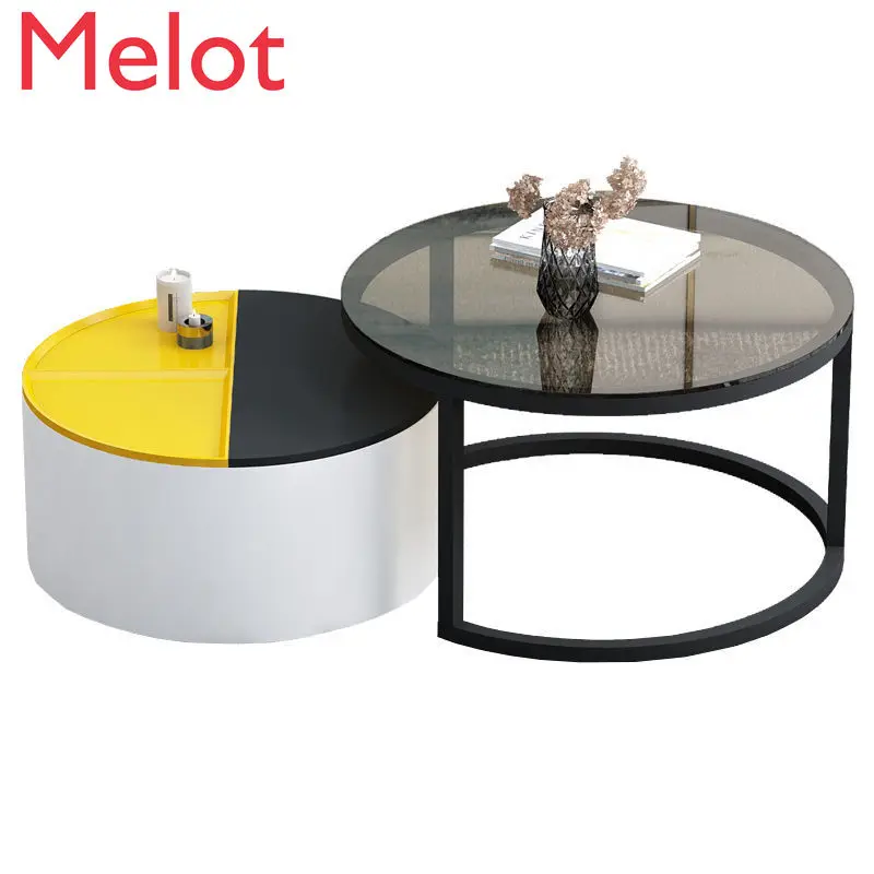 Simple Living Room Coffee Table Movable Multifunctional Wrought Iron Glass round Tea Table
Simple Living Room Coffee Table Movable Multifunctional Wrought Iron Glass round Tea Table
