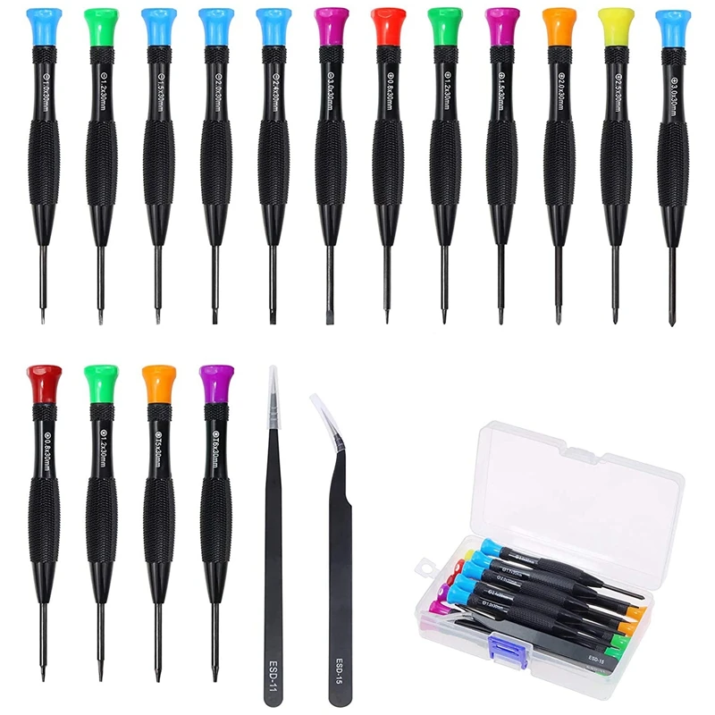 18 Small Magnetic Screwdriver Kits With Screwdriver Tweezers For Repairing Glasses, Mobile Phones And Watches
18 Small Magnetic Screwdriver Kits With Screwdriver Tweezers For Repairing Glasses, Mobile Phones And Watches