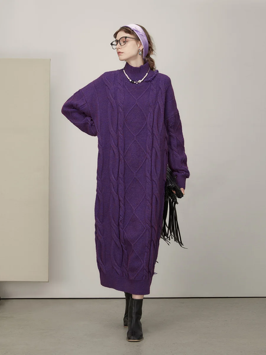 IRINACH526 Fall Winter 2021 Collection Original Design Half High Collar Long Cable Knitted Sweater Dress Women
IRINACH526 Fall Winter 2021 Collection Original Design Half High Collar Long Cable Knitted Sweater Dress Women