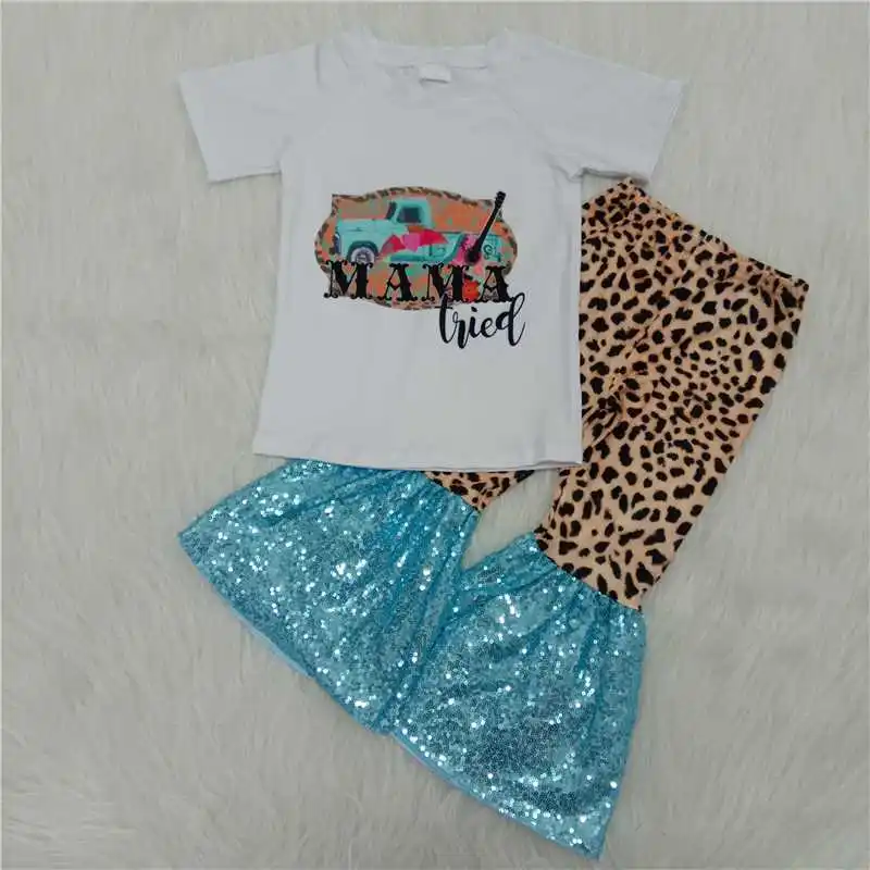 Mama tried truck baby girl's outfit leopard blue bottom sequin fashion kids spring and summer clothes wholesale
Mama tried truck baby girl's outfit leopard blue bottom sequin fashion kids spring and summer clothes wholesale