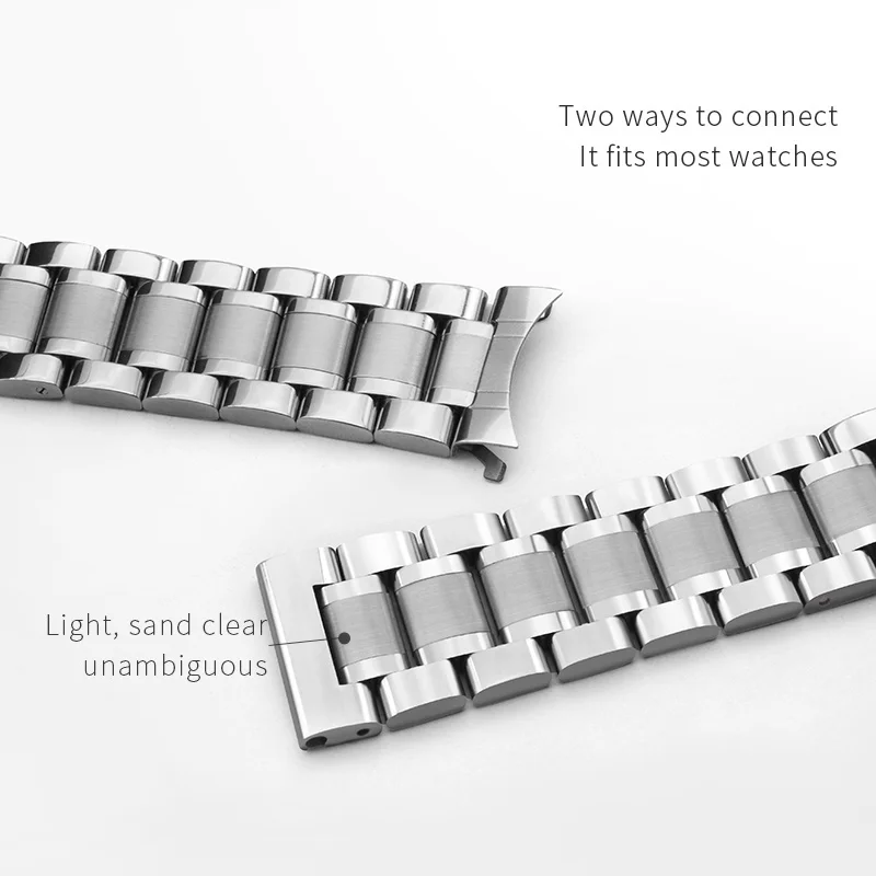 Прочный ремешок для часов с дуговым отверстием Ticwatch 2 E E3 C2 Nokia нержавеющей сталью