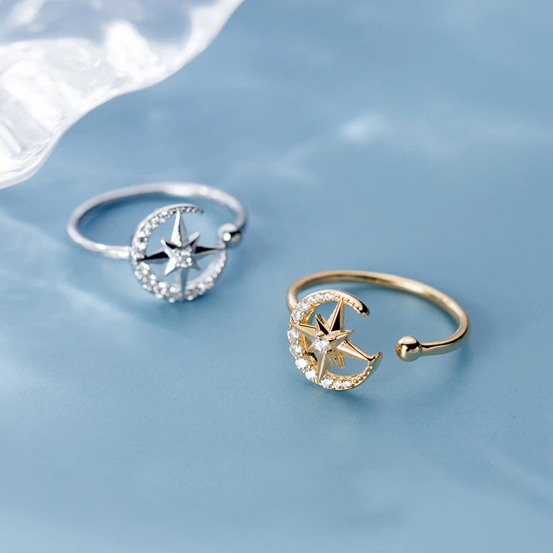 MloveAcc Fashion Genuine 925 Sterling Silver Sweet Moon Star Open Finger Ring for Women New Year Jewelry Gift
MloveAcc Fashion Genuine 925 Sterling Silver Sweet Moon Star Open Finger Ring for Women New Year Jewelry Gift
