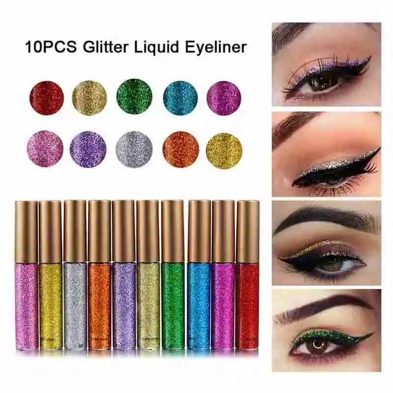 Glitter Liquid Eyeliner 10pcs/Lot Sequin Shimmer Waterproof Eyeliner Eye Pearlescent Makeup Cosmetic Liquid O0W6
Glitter Liquid Eyeliner 10pcs/Lot Sequin Shimmer Waterproof Eyeliner Eye Pearlescent Makeup Cosmetic Liquid O0W6