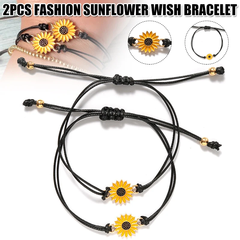 2pcs Fashion Sunflower Wish Bracelet Adjustable Braided Bracelet Summer Alloy TC21
2pcs Fashion Sunflower Wish Bracelet Adjustable Braided Bracelet Summer Alloy TC21