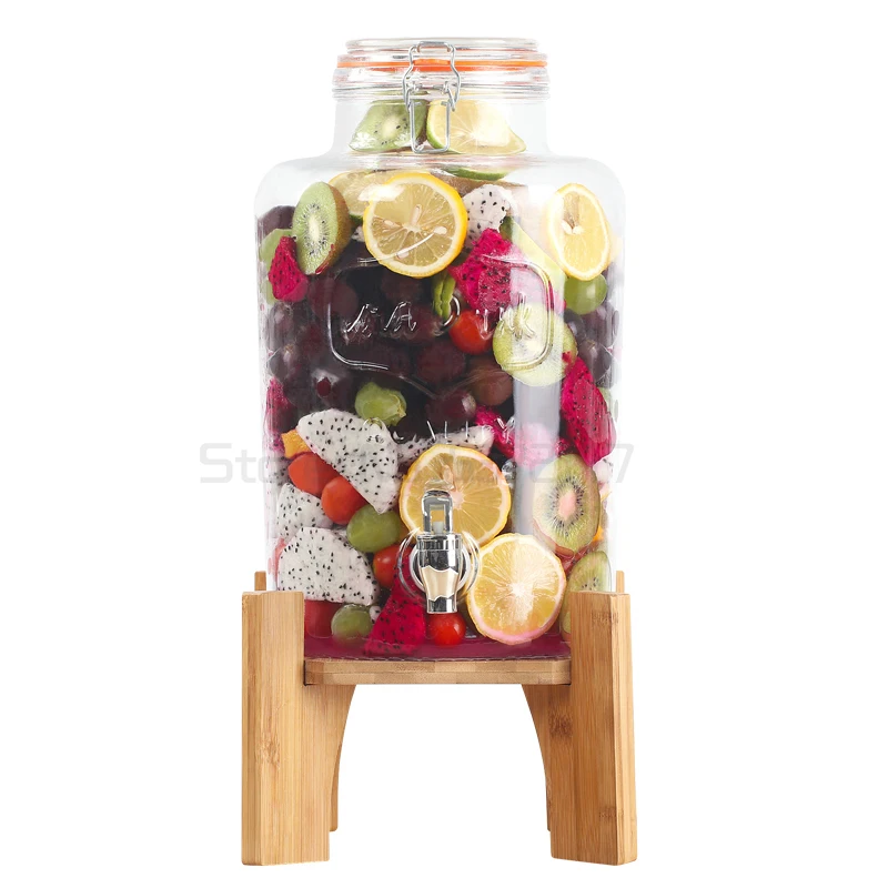 Juice tank glass jar with tap transparent glass wine bottle fruit drink barrel non-lead sparkling alcohol bottles 1pc
Juice tank glass jar with tap transparent glass wine bottle fruit drink barrel non-lead sparkling alcohol bottles 1pc