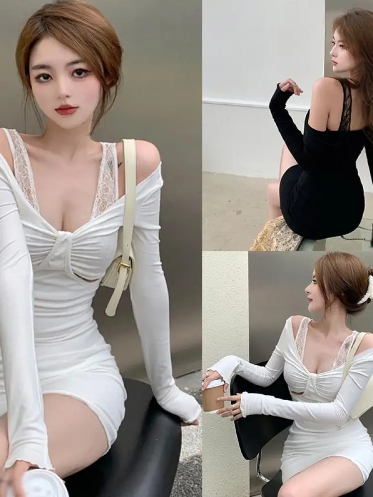 New Ladies V-Neck Sexy Lace Stitching Long-Sleeved Slim-Fit Tight-Fitting Mini Dress Off-The-Shoulder Party Dress
New Ladies V-Neck Sexy Lace Stitching Long-Sleeved Slim-Fit Tight-Fitting Mini Dress Off-The-Shoulder Party Dress