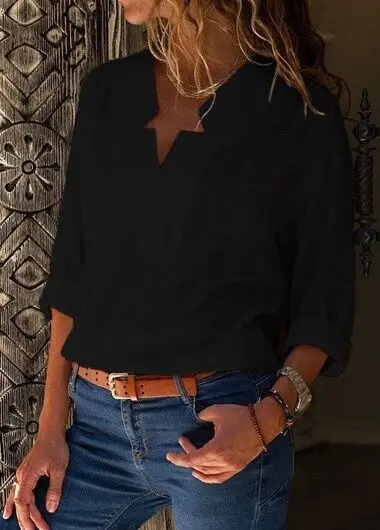 High quality large size loose women blouse fashion casual V-neck long sleeve women shirt tops solid color summer women blouse 
High quality large size loose women blouse fashion casual V-neck long sleeve women shirt tops solid color summer women blouse