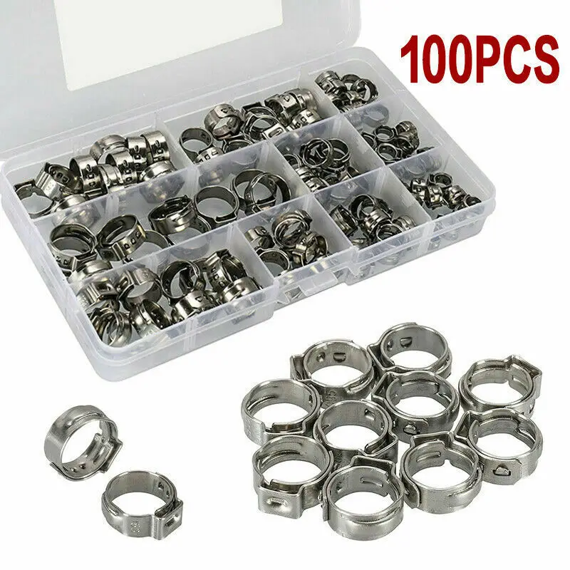 Free shipping High Quality 100 PCS 5.3mm-15.3mm Stainless Steel 304 Single Ear Hose Clamps Assortment Kit Single
Free shipping High Quality 100 PCS 5.3mm-15.3mm Stainless Steel 304 Single Ear Hose Clamps Assortment Kit Single