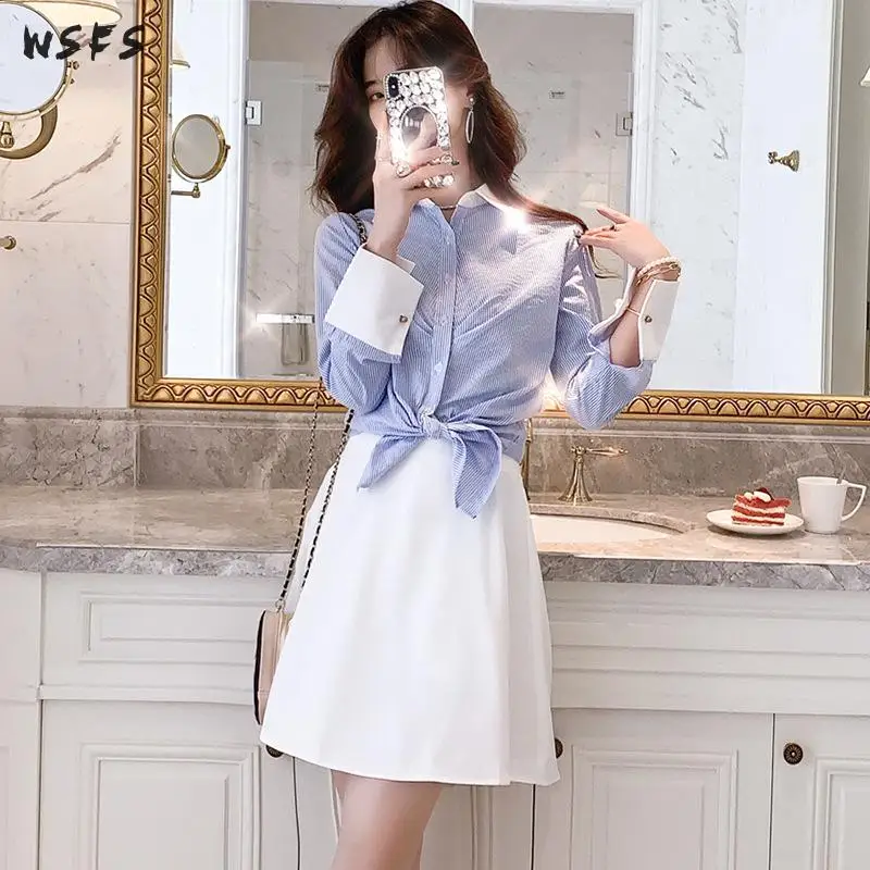 2 Piece Set Women Clothes Shirt Blue Striped Top Blous Summer Dresses Casual Ladies Elegant Sexy Party Mini Aline White Sundress
2 Piece Set Women Clothes Shirt Blue Striped Top Blous Summer Dresses Casual Ladies Elegant Sexy Party Mini Aline White Sundress