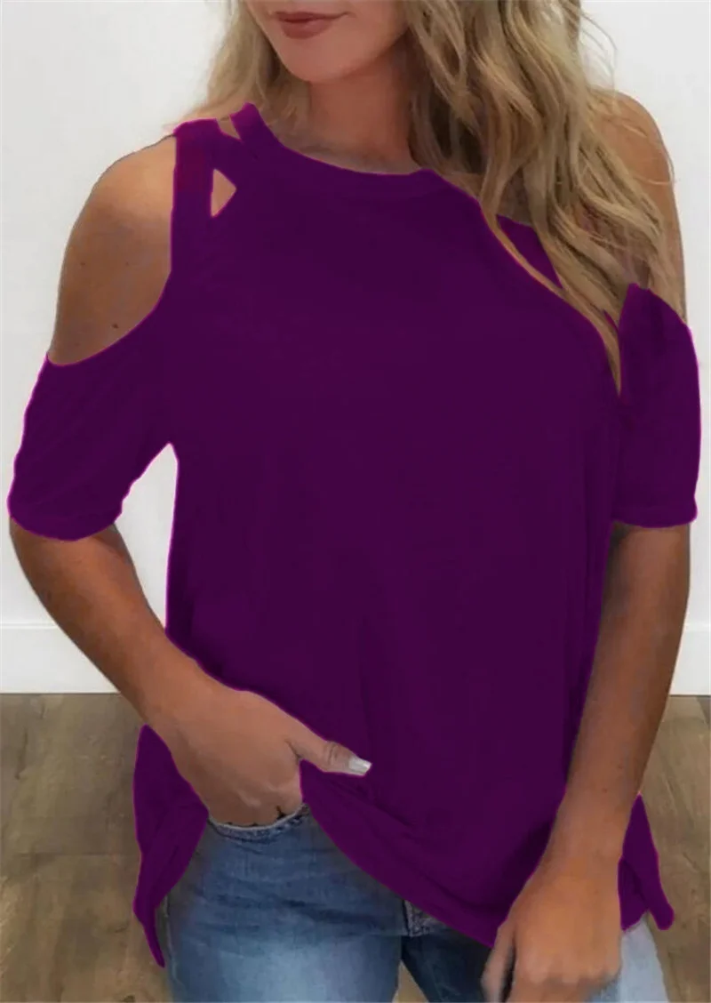 Summer Women's T-shirt Solid Brief Style Hollow Out Short Sleeve O-neck Blouse Tops Casual Women Oversized Tee Shirt Clothing 
Summer Women's T-shirt Solid Brief Style Hollow Out Short Sleeve O-neck Blouse Tops Casual Women Oversized Tee Shirt Clothing