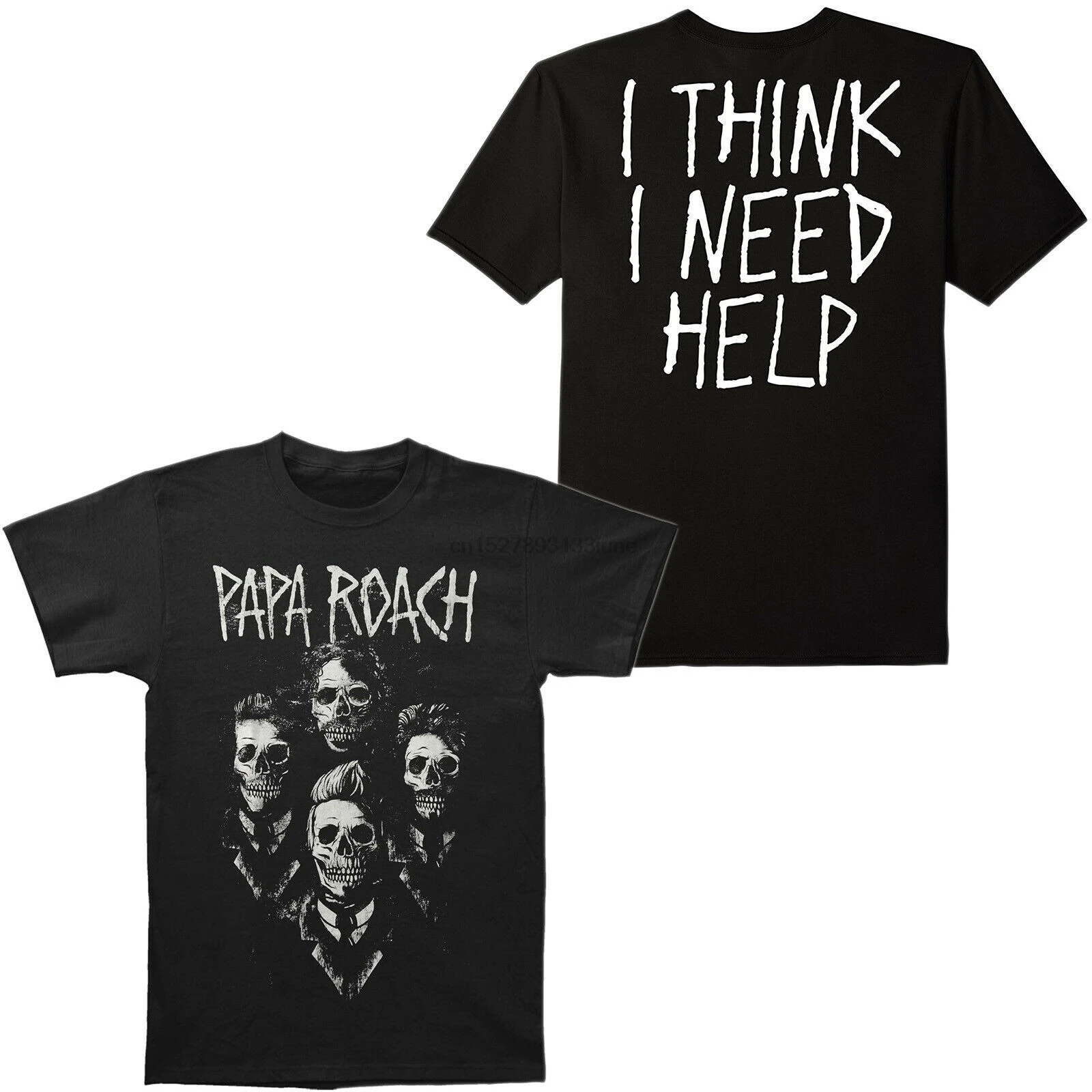 Аутентичная футболка с надписью Papa Roach I Think Need Help Portrait Slim Fit S 3Xl Новинка|Мужские