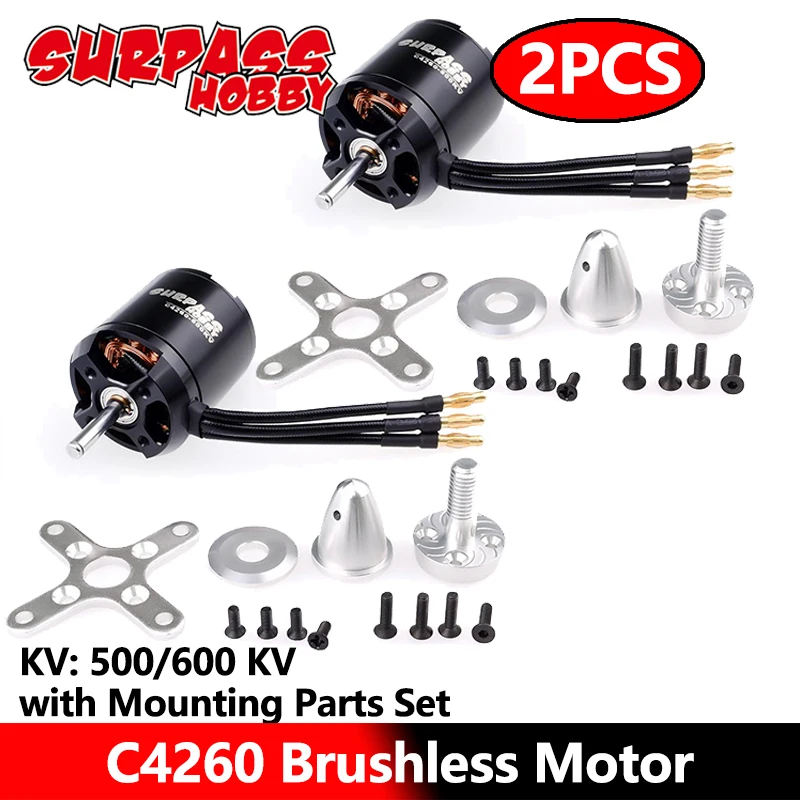 Surpass Hobby 2PCS C4260 Brushless Motor 4260 500kv 600kv 14Pole with Acc for Airpalne Aircraft Multicopters RC Plane Helicopter
Surpass Hobby 2PCS C4260 Brushless Motor 4260 500kv 600kv 14Pole with Acc for Airpalne Aircraft Multicopters RC Plane Helicopter