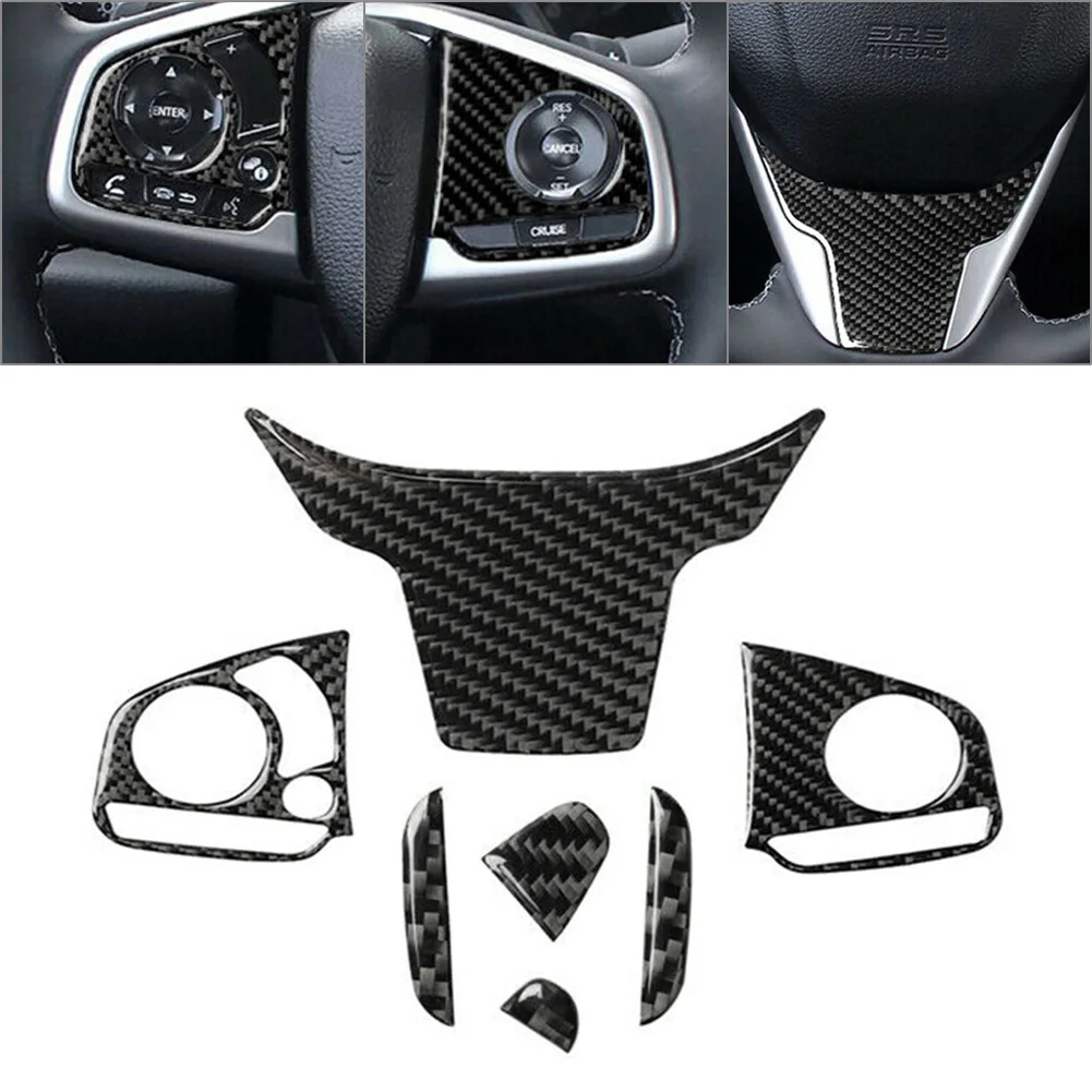 7 шт. наклейки на руль из углеродного волокна для Honda Civic 10 2016 2017 2018 2019 аксессуары