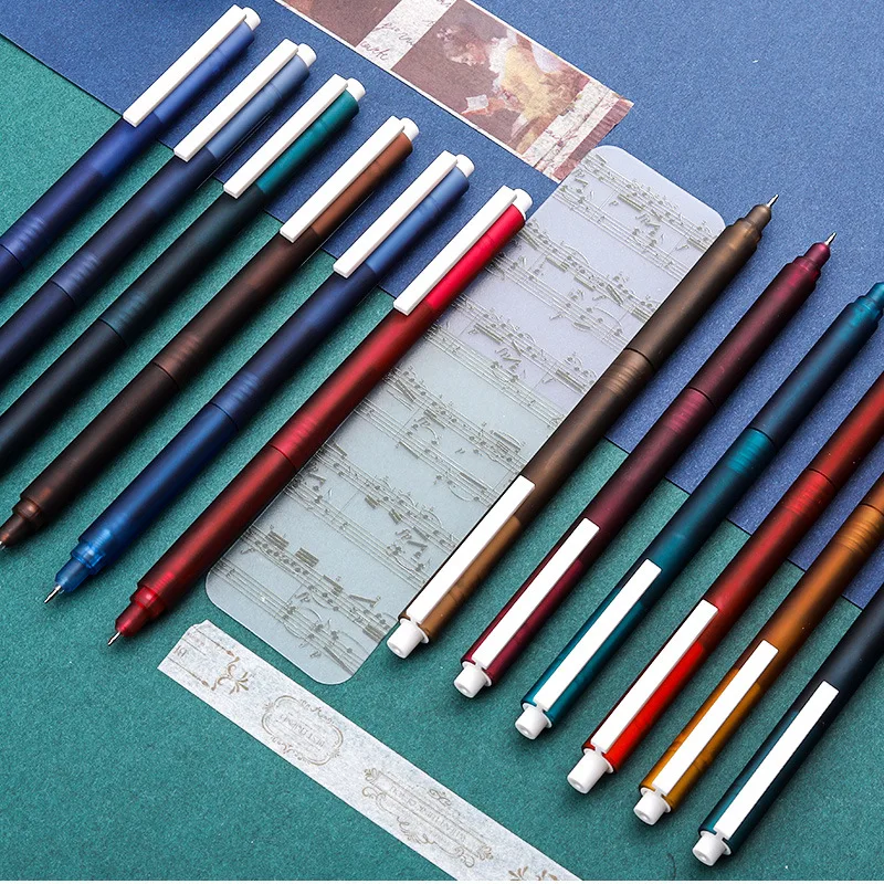 Набор цветных гелевых ручек в стиле ретро, 6 шт., шариковая ручка 0,5 мм, матовый корпус, белый зажим, вкладыш, маркер для письма, рисования, подп...
Набор цветных гелевых ручек в стиле ретро, 6 шт., шариковая ручка 0,5 мм, матовый корпус, белый зажим, вкладыш, маркер для письма, рисования, подп...