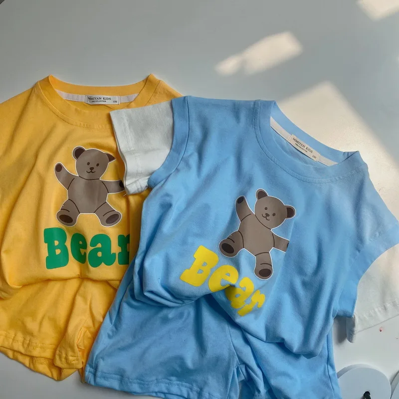 2021 New Boys Girls yellow beige Sets Cartoon bear cotton Short Sleeve T-Shirt+Shorts Leisure Outfit Children Clothing E100257
2021 New Boys Girls yellow beige Sets Cartoon bear cotton Short Sleeve T-Shirt+Shorts Leisure Outfit Children Clothing E100257