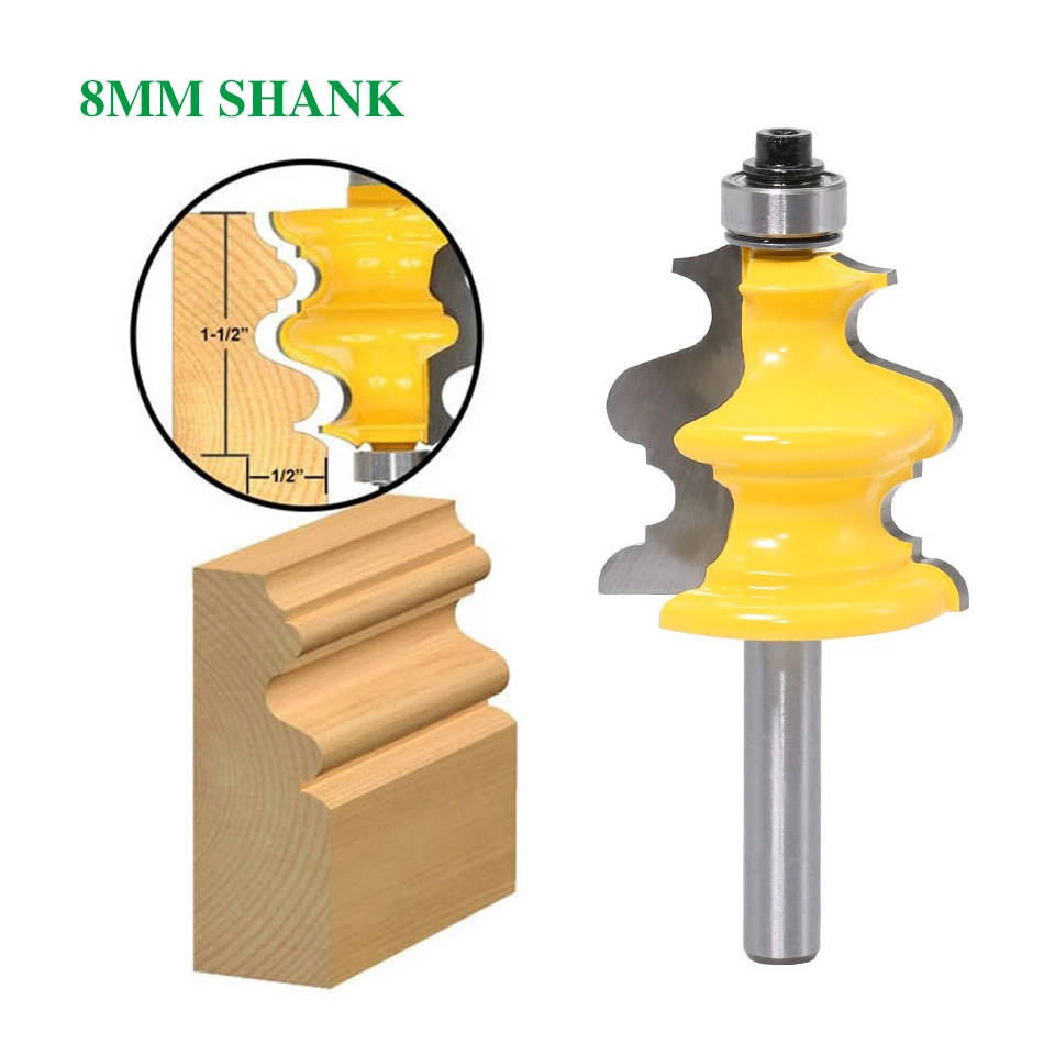 

8mm Shank Multiprofile Molding Router Bit with Top Bearing Woodworking Milling Cutter Diameter-38.1mm Cutting Length-38.1mm