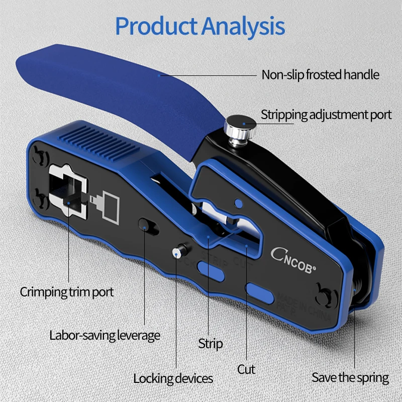 Сетевой обжимной инструмент CNCOB RJ45 Cat6 Cat5 кабель Ethernet передача через прозрачную