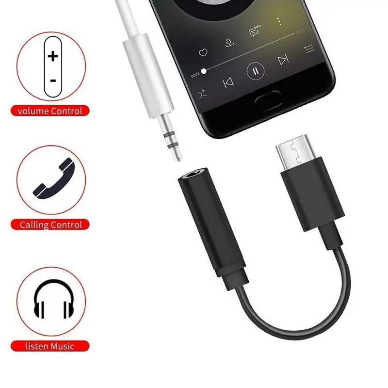 USB C to 3.5mm Headphone/Earphone Jack Cable Adapter Type 3.1 Male Port 3.5 mm Female Stereo Audio Headphone Aux Connector | Электроника