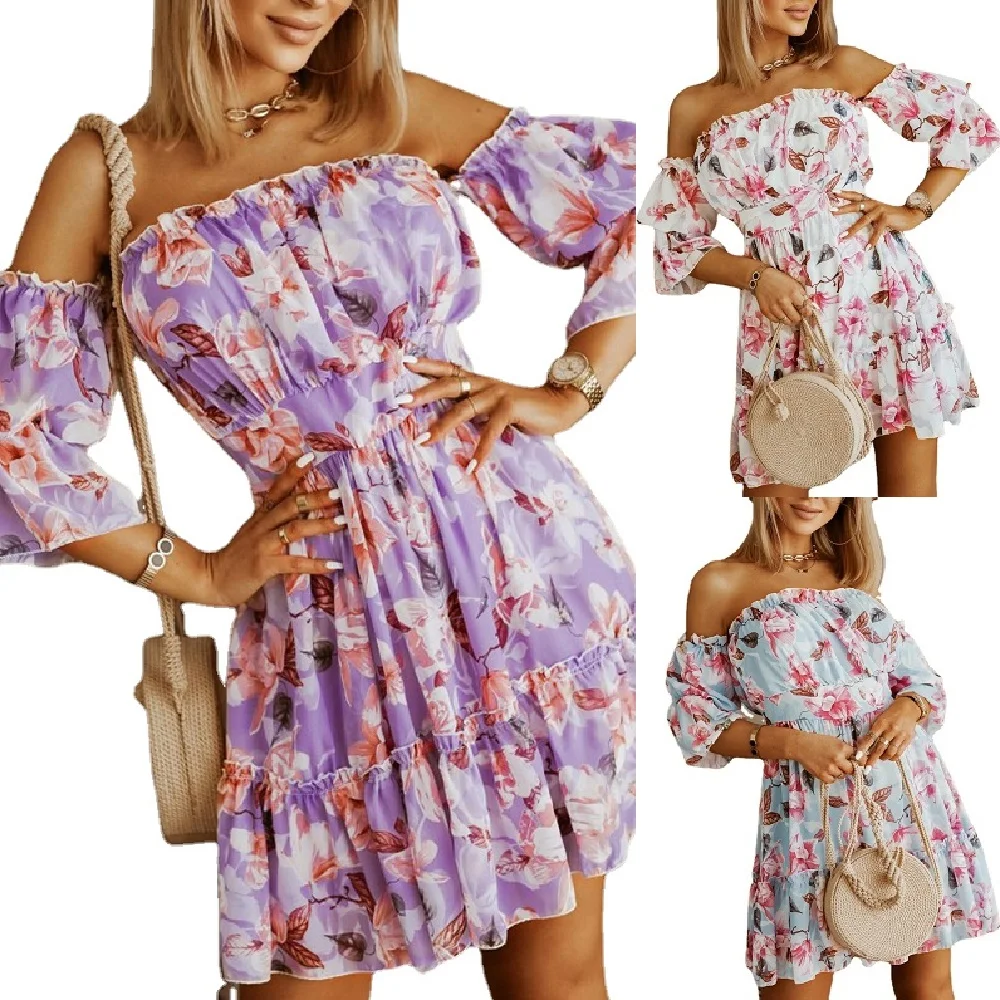 High Waist Fashion Printing Summer Dresses For Women Strapless Short Sleeve Elegant Slim Mini Dress
High Waist Fashion Printing Summer Dresses For Women Strapless Short Sleeve Elegant Slim Mini Dress