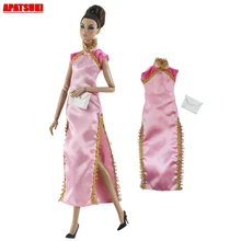 Розовый китайский Ципао платье Чонсам для куклы Барби одежда