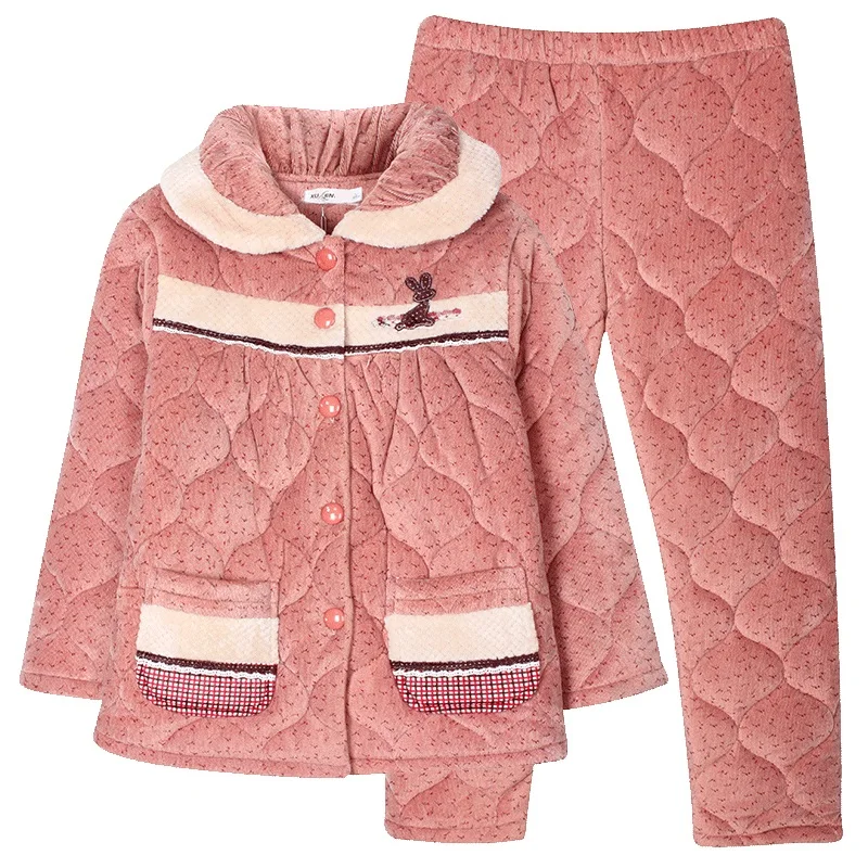 2020 New Winter Keep Warm Thick Coral Fleece Women Quilted Pajamas Set of Sleep Jacket &Pant Flannel Sleepwear Thermal Nightgown
2020 New Winter Keep Warm Thick Coral Fleece Women Quilted Pajamas Set of Sleep Jacket &Pant Flannel Sleepwear Thermal Nightgown