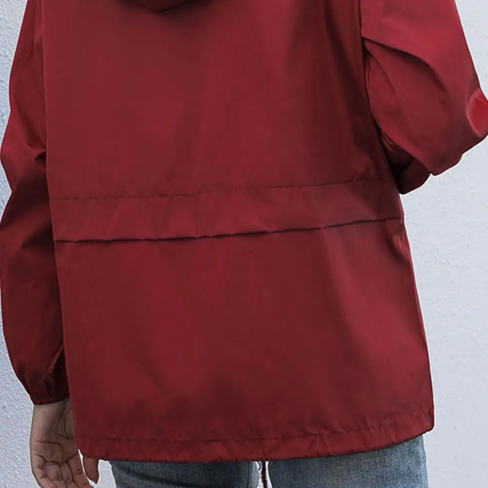 Solid Color Zipper Closure Hooded Jacket Thin Long Sleeve Windproof Women Drawstring Jackets Coat Female Clothing 
Solid Color Zipper Closure Hooded Jacket Thin Long Sleeve Windproof Women Drawstring Jackets Coat Female Clothing