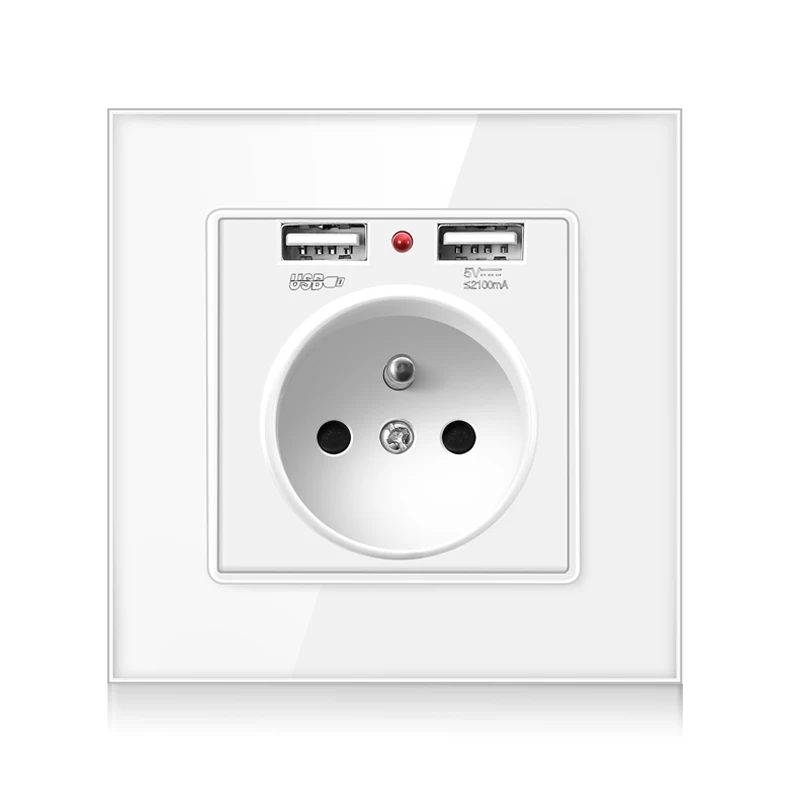 FRON Wall USB Power Socket, Crystal Glass Panel, Bedroom socket,250V16A Wall Embedded, Doubleusb EU French Standard Outlet2100MA
FRON Wall USB Power Socket, Crystal Glass Panel, Bedroom socket,250V16A Wall Embedded, Doubleusb EU French Standard Outlet2100MA