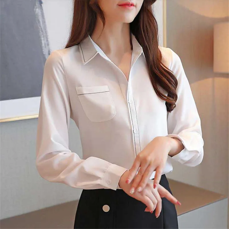 White Chiffon Blouse Shirt Women Elegant Casual Long Sleeve Office Ladies Tops Fashion Black Shirts Femme Blusas Solid XXL Q3492
White Chiffon Blouse Shirt Women Elegant Casual Long Sleeve Office Ladies Tops Fashion Black Shirts Femme Blusas Solid XXL Q3492