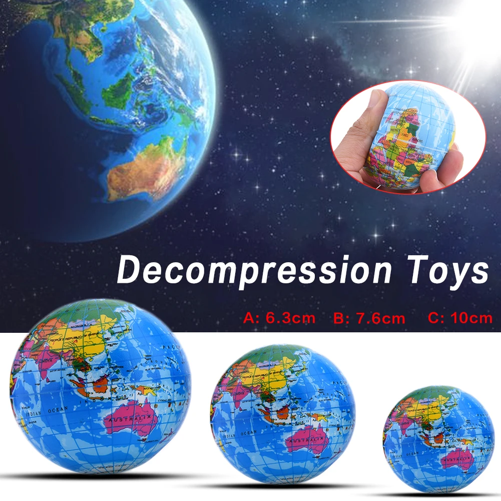 

CM PU Slime Squish Sponge Ball Funny Foam Bouncy Ball Tellurion For Adult Decompression Worldmap Rebound Education Toys Generous