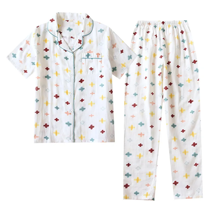 Pijama Femme Ete Cotton Conjuntos De Pijama Short-sleeved Trousers Pajamas Suit Women's Simple and Thin Comfortable Home Wear
Pijama Femme Ete Cotton Conjuntos De Pijama Short-sleeved Trousers Pajamas Suit Women's Simple and Thin Comfortable Home Wear