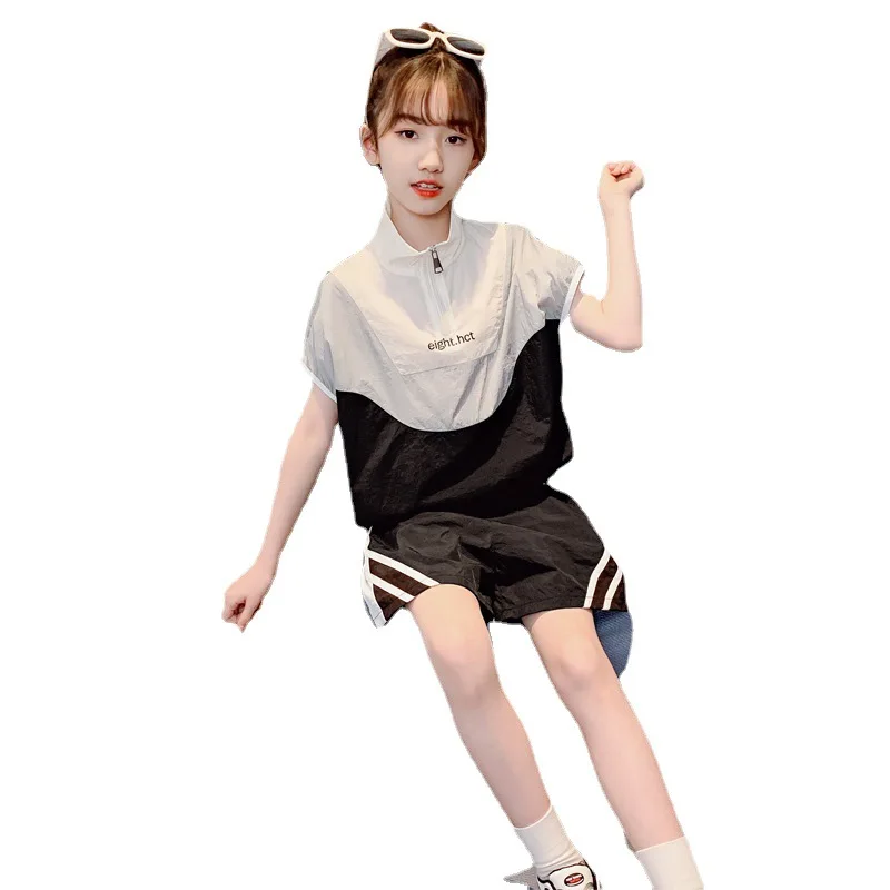 Children Girl Sets Summer Clothes Girls Thin Sunscreen Patchwork Top+Shorts Two Piece Suit Kids Tracksuit Pullover Casual Outfit 
Children Girl Sets Summer Clothes Girls Thin Sunscreen Patchwork Top+Shorts Two Piece Suit Kids Tracksuit Pullover Casual Outfit