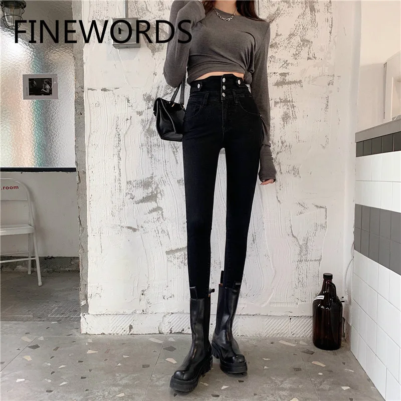 FINEWORDS Autumn Winter High Waist Skinny Jeans Vintage Casual Black Pencil Push Up Jeans Korean Casual Elastic Spodnie Damskie
FINEWORDS Autumn Winter High Waist Skinny Jeans Vintage Casual Black Pencil Push Up Jeans Korean Casual Elastic Spodnie Damskie
